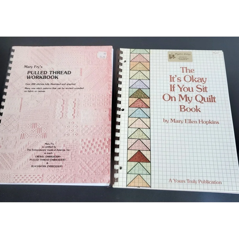 Mary Fry's Pulled Thread Workbook 1978 It's Ok to Sit on My Quilt Book Lot 2